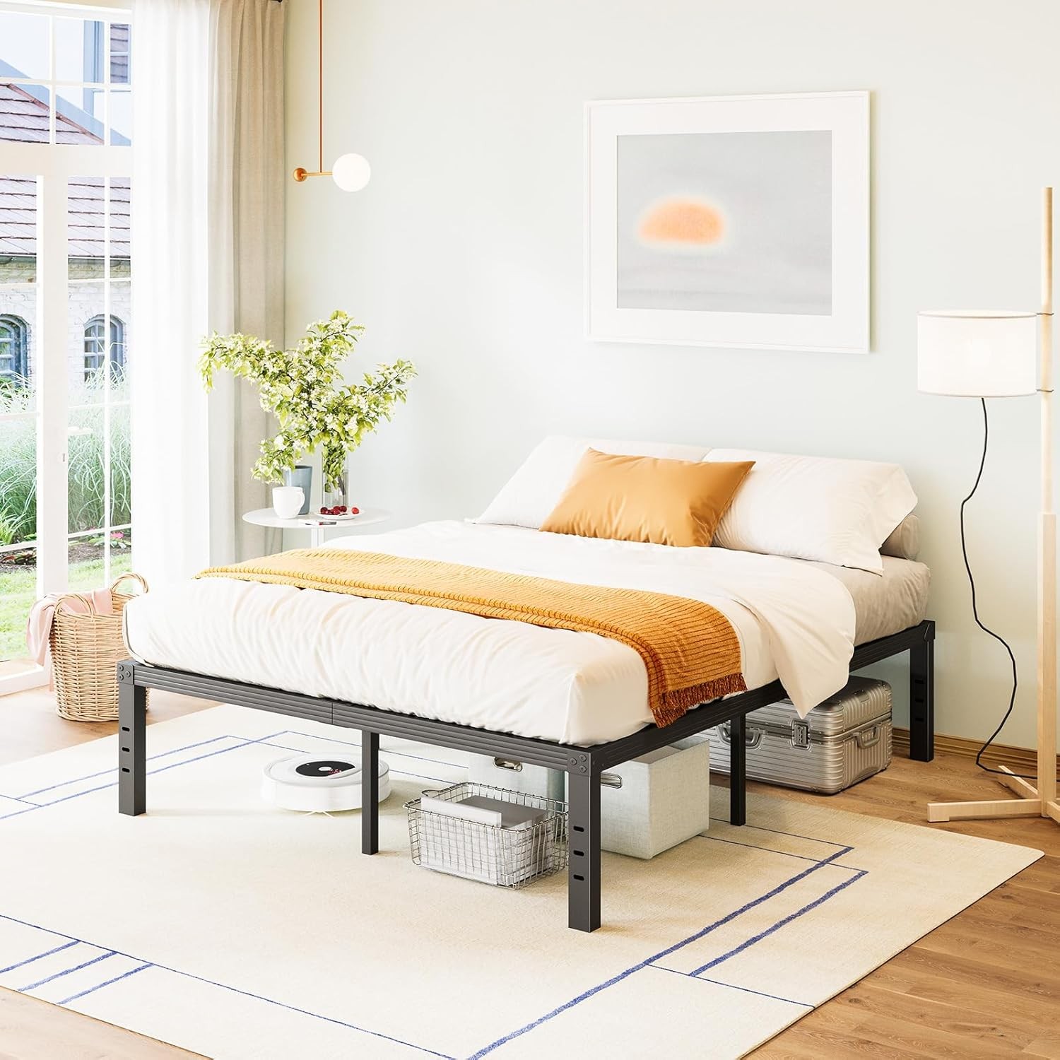 Bed-Frame-Queen 14 Inch Metal Platform Bed-Frame No Box Spring Needed Heavy Duty