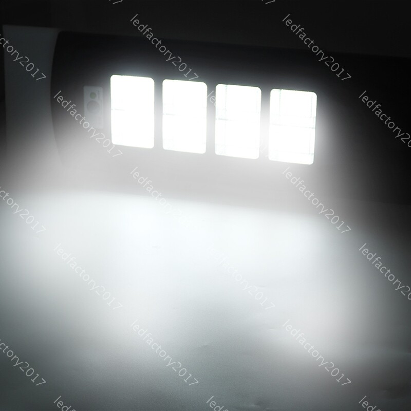 DIM Solar LED Street Light Sensor Dusk Timer Remote Control Cool White Yard 150W