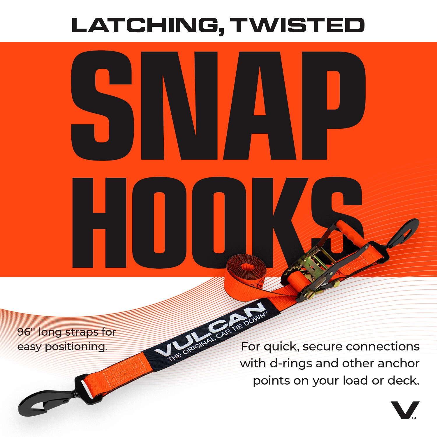 VULCAN PROSeries Orange Axle Strap Tie Down Kit - Snap Hook Ratchet Straps
