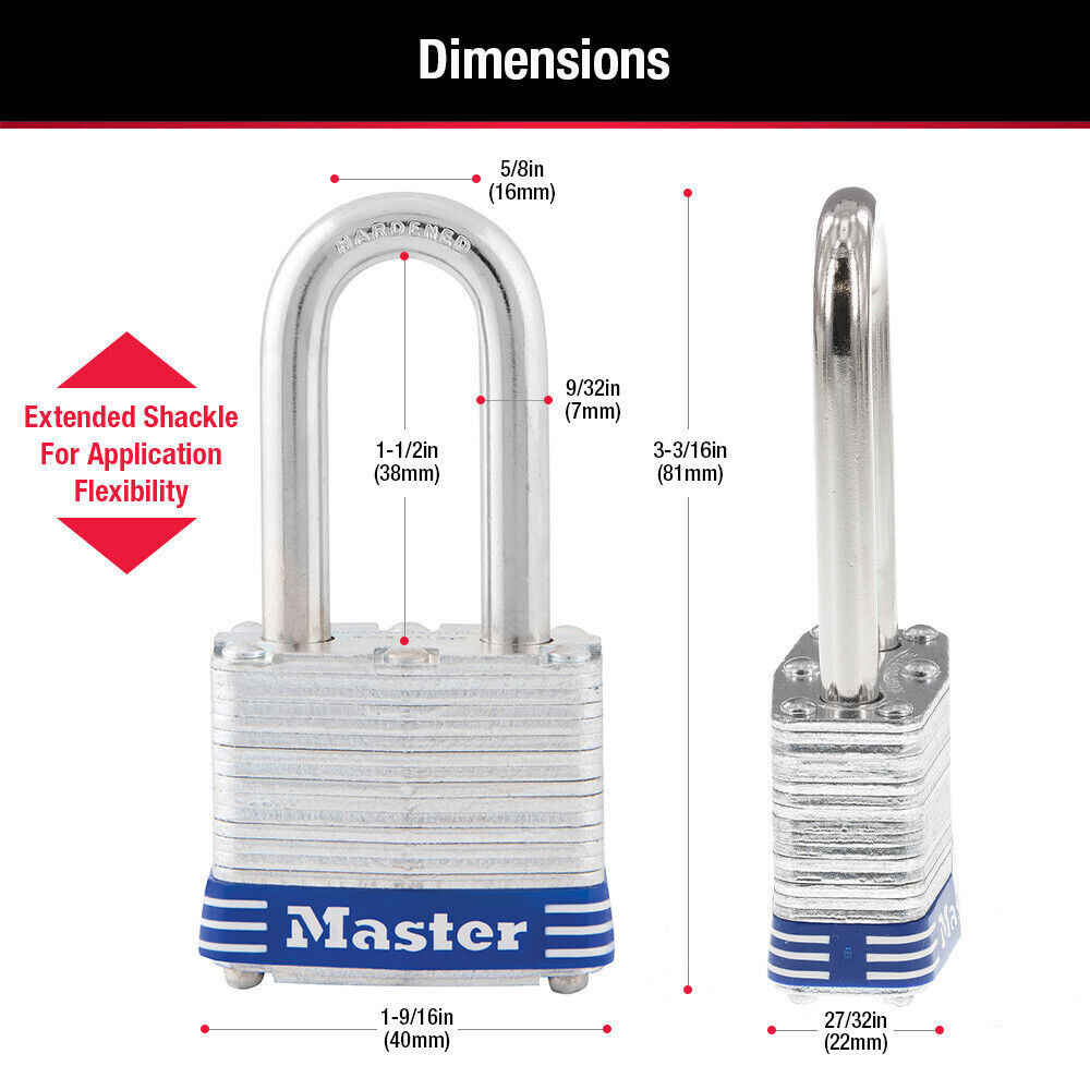 MasterLock #3TRILF 3-Pack Laminated Keyed Alike Padlock, 3 TOTAL LOCKS