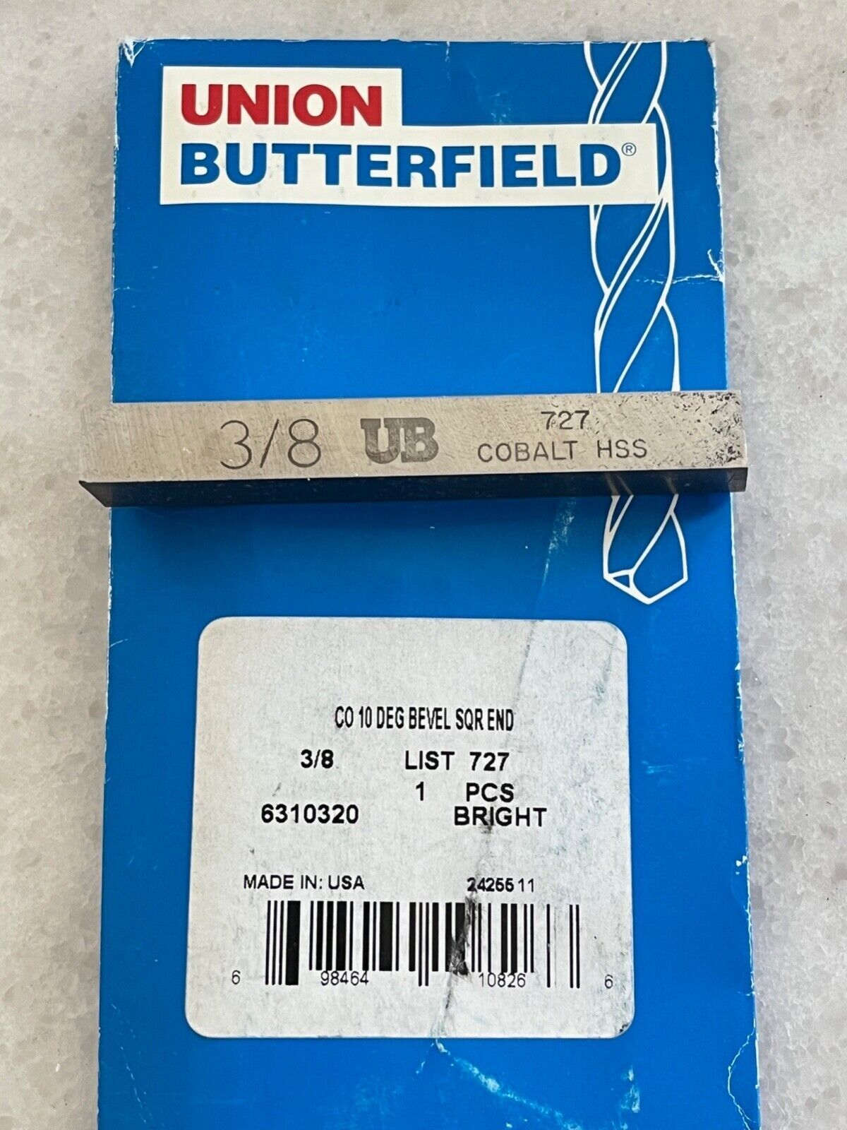 1 new UNION BUTTERFIELD 6310320, Cutter Cut-Off Tool Bit, 3/8" Bevel Square End