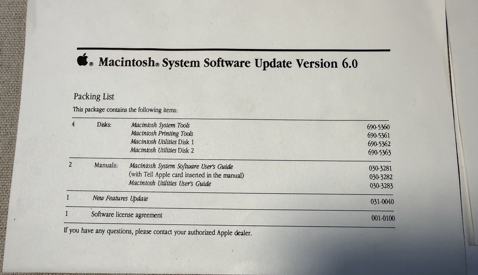 1988 Apple Macintosh Software System Update Version 6.0 Complete 4 Discs Manual