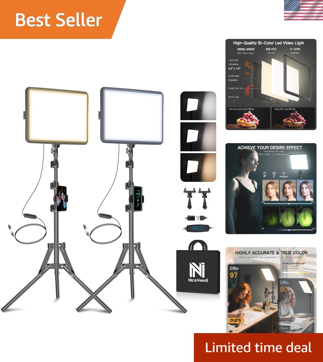 Professional LED Video Lighting Kit with Tripod - Ideal for Streaming & Vlogging