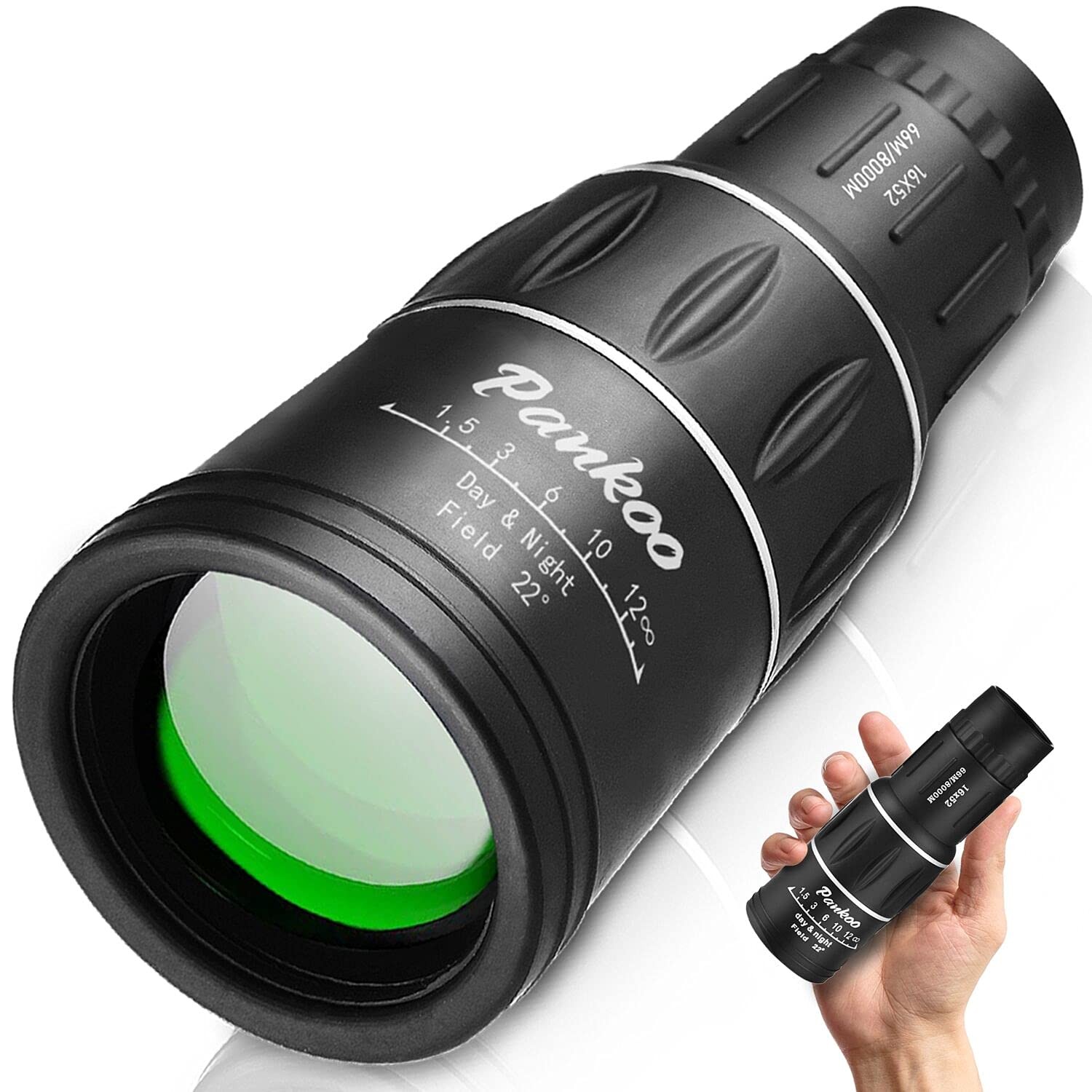 16x52 High Power Monocular Telescope – HD Compact Scope for Hiking & Travel