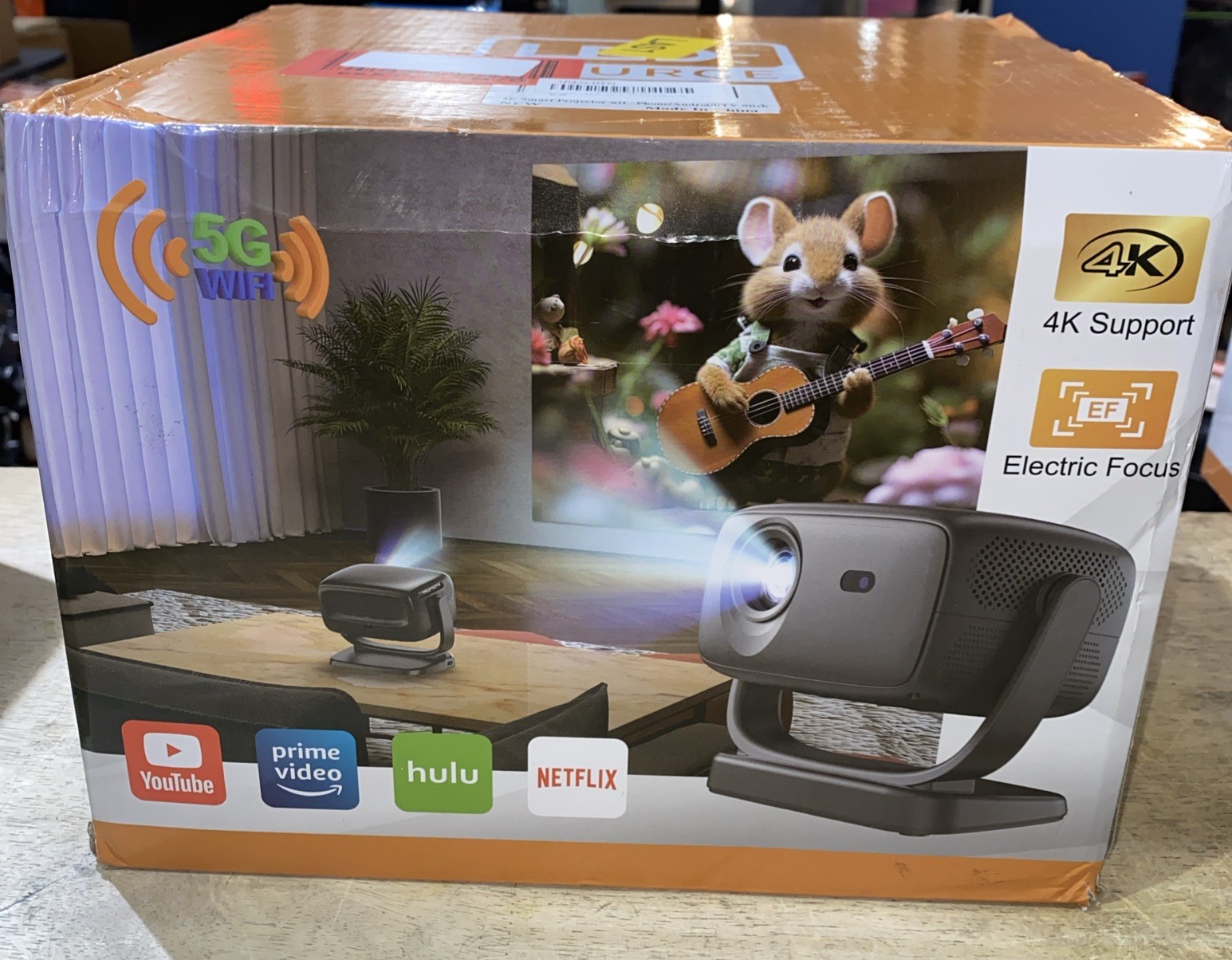 4K Smart Projector with 5G WiFi and Bluetooth 5.2, 600 ANSI Portable Projector