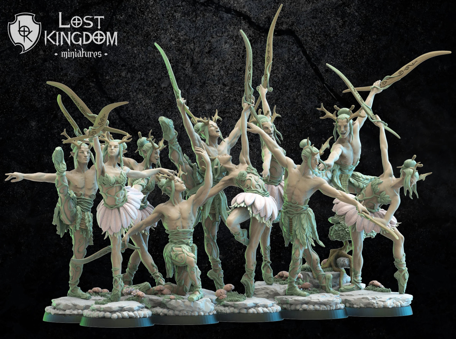 Bareetachi Dancers Command Group - 28-32mm Mori - Resin Tabletop Miniature