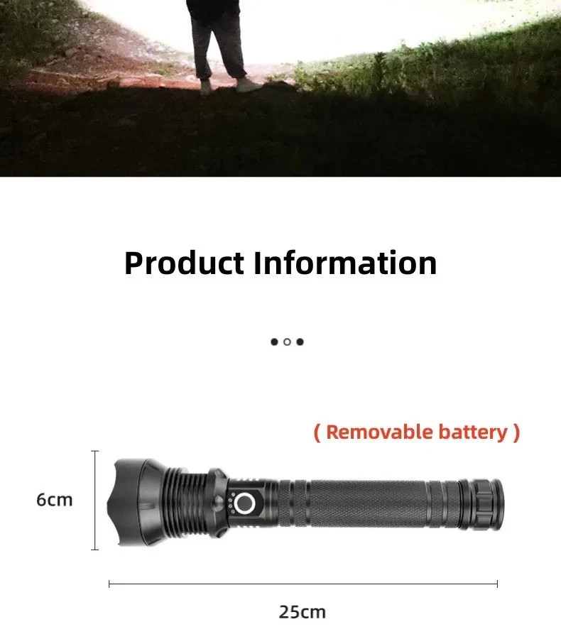 Super Bright LED Tactical P90 Flashlight Torch Rechargeable Battery Work Light