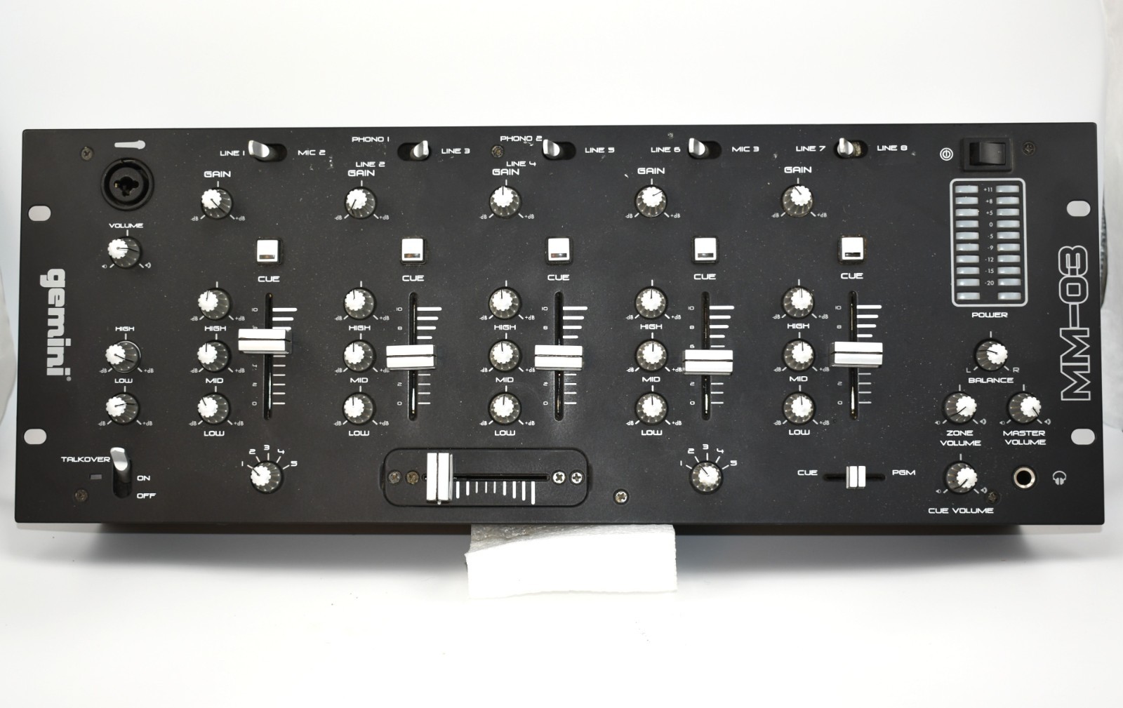 Gemini MM-03 Audio 5 Channel Black Mixing Board with Power Cord Tested & Working
