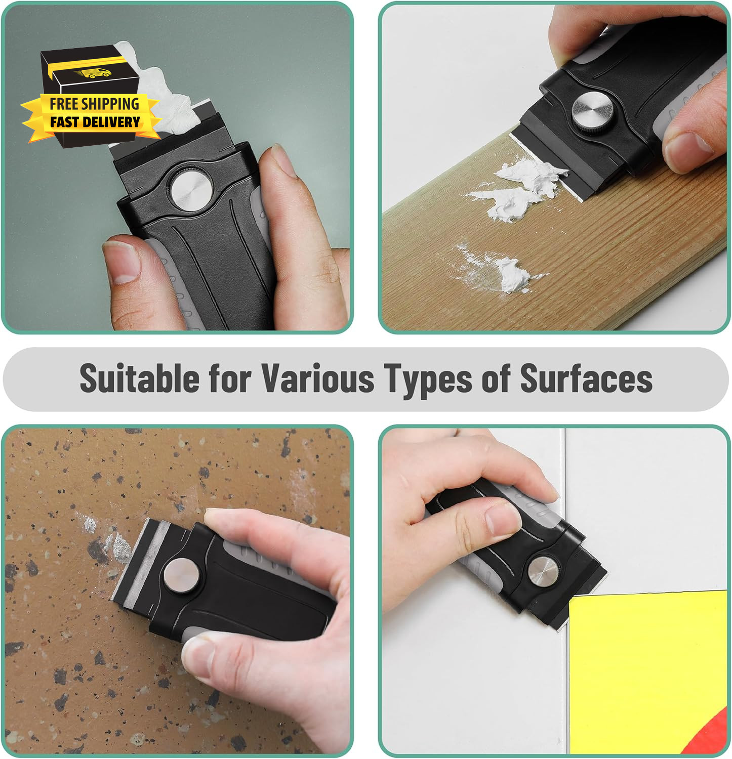 Bates- Razor Blade Scraper, Razor Scraper Set with 10 Pcs Extra Blades, Window S