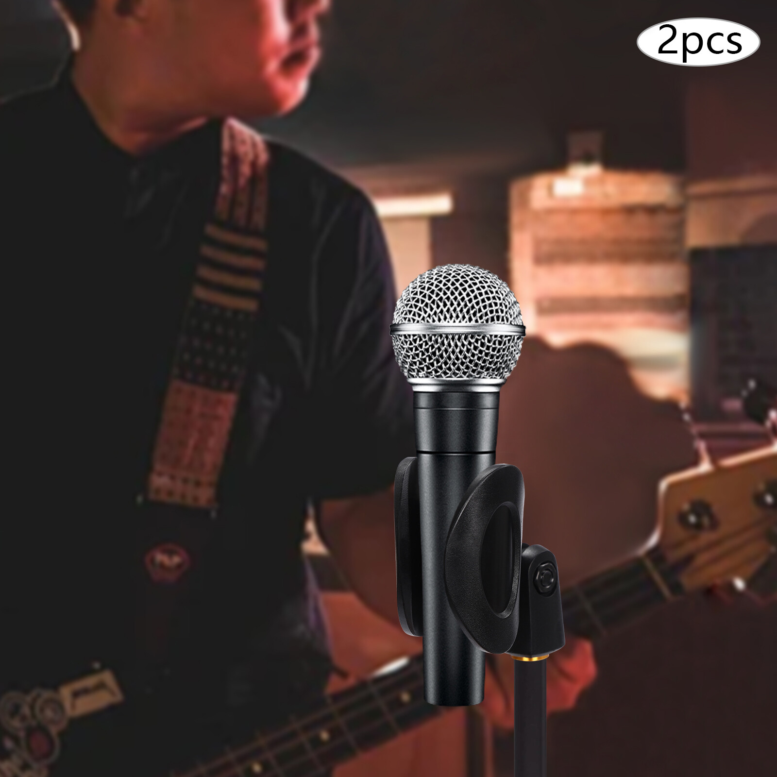 2Pcs Universal 180° Microphone Clips Clamp Holder For Wired/ Wireless Mic Stand