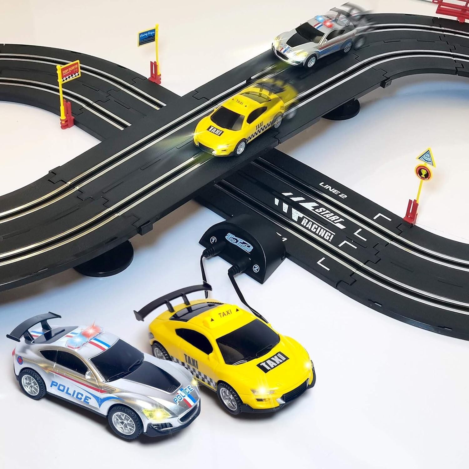 Electric High-Speed Slot Car Race Track Sets ,1:43 Scale Dual Race Track with 2