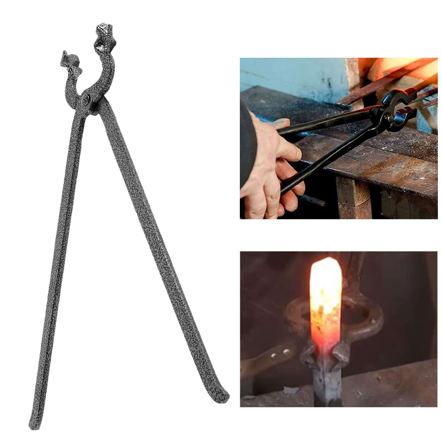 For Railroad Spikes Blacksmith 5/8-inch Bolt Jaw Tongs Anvil Vise Forge Tongs