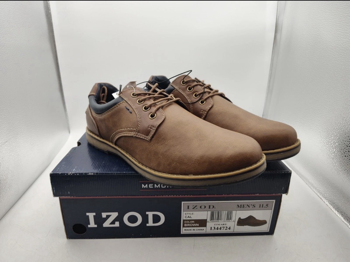 IZOD-Men Brown Lace-Up-Memory Foam Casual/Dress Shoes-1344724-CAL-Size 11.5-NEW