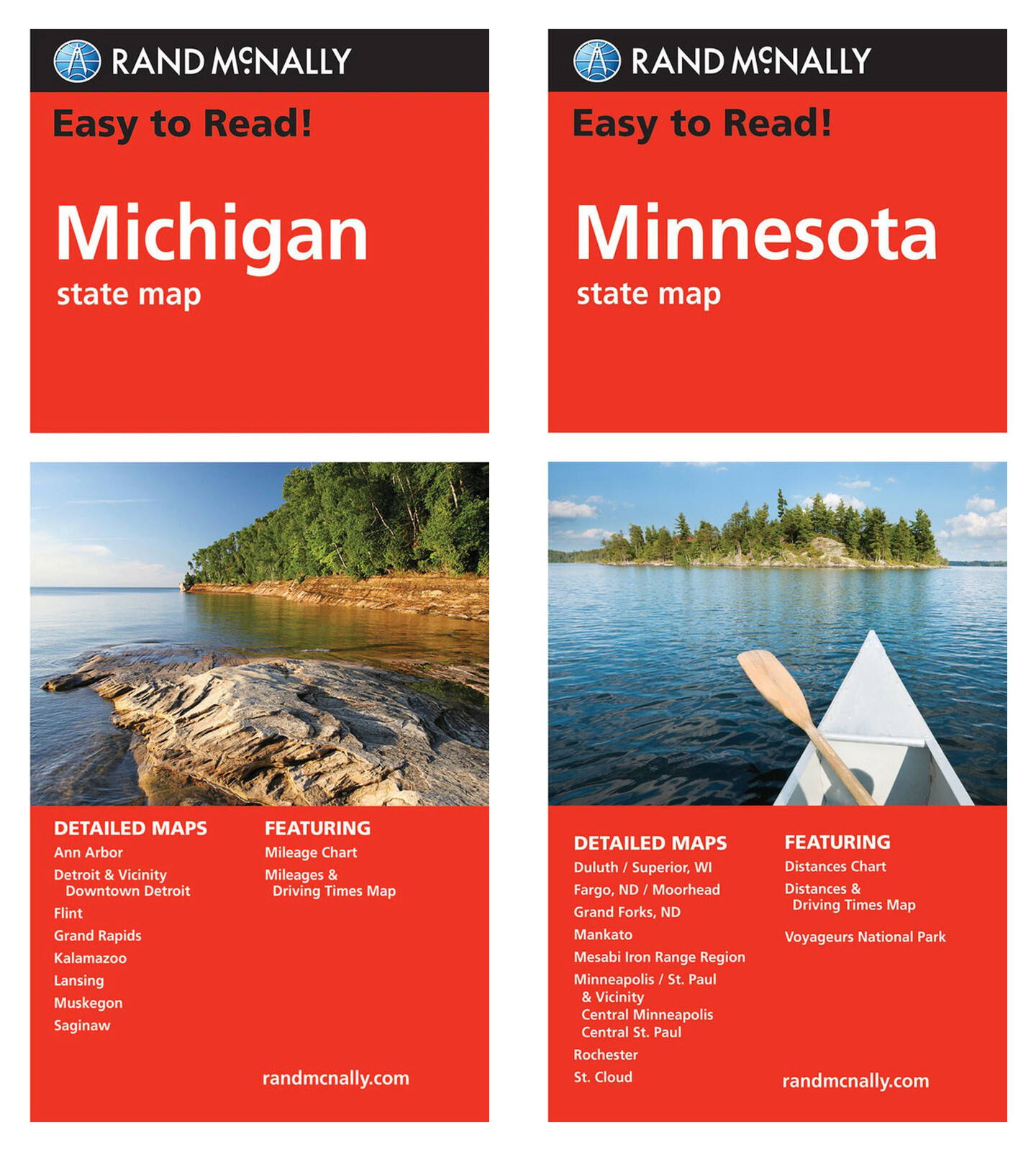 Rand McNally State Maps: Michigan and Minnesota (2 Maps)