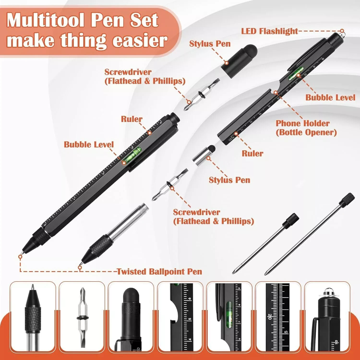 Stocking Stuffers for Men, Gifts for Men,9 in 1 Multitool Pen Set Mens Gifts