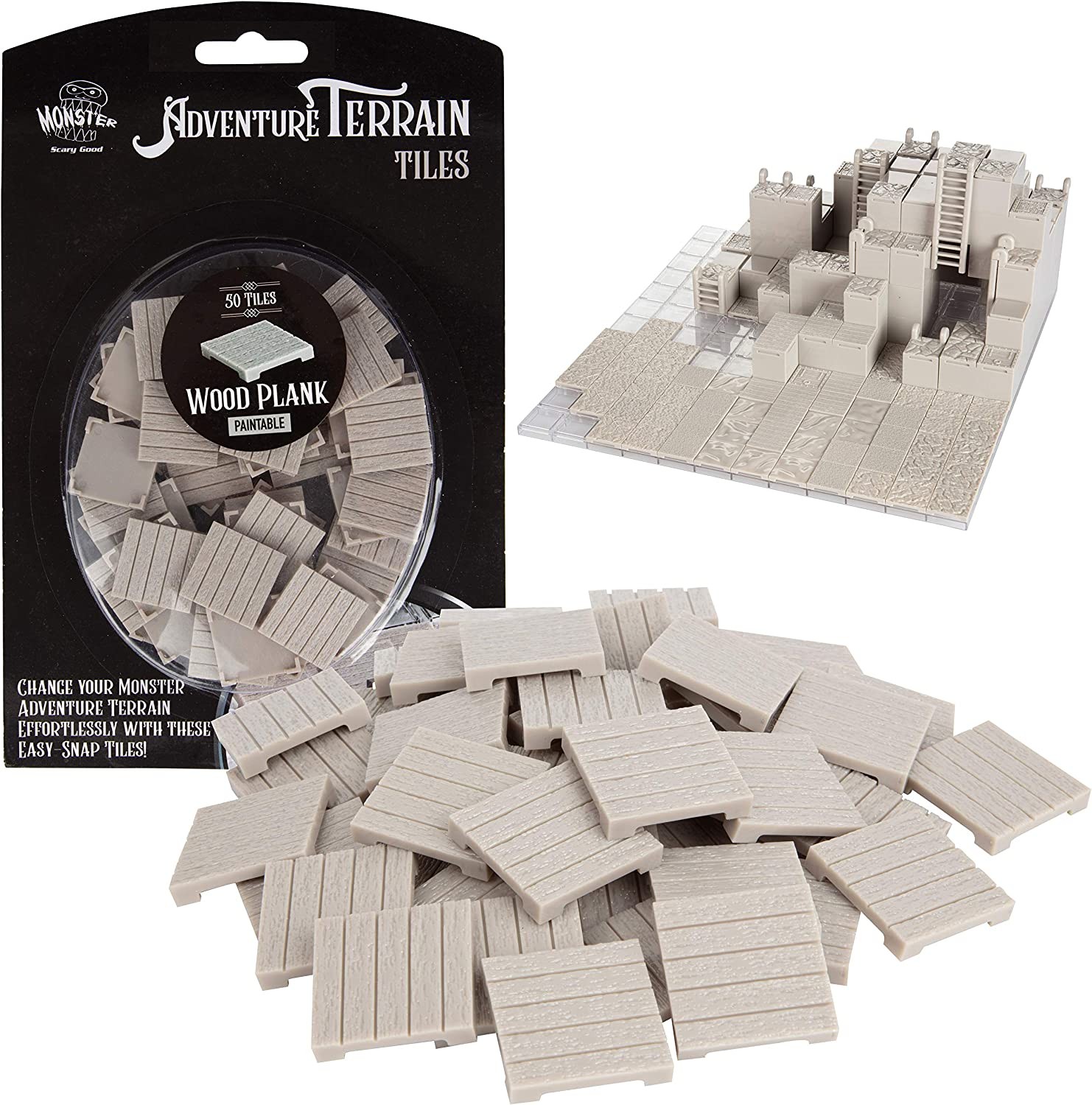 Monster Adventure Terrain 50pc WOOD PLANK Tile Expansion Pack Paintable 1 inx1"