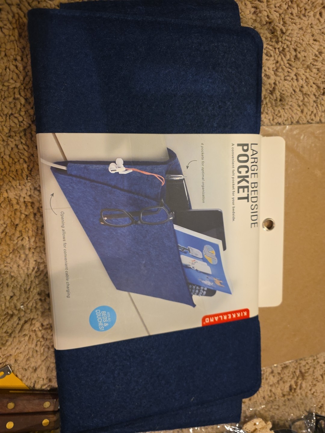 NEW Kikkerland Large Bedside Pocket ~ Navy Blue