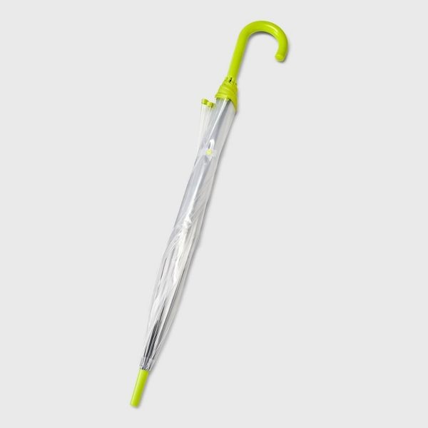Bubble Umbrella - Clear Aloe: Manual Solid Design, Plastic Handle, 52" Span