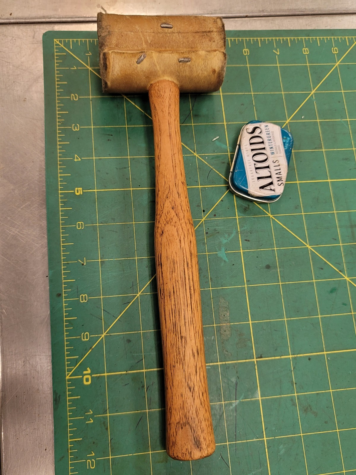 Vintage Natural Rawhide Mallet For Woodworking 2" Face