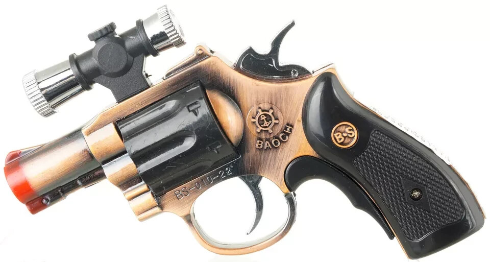 2 PACK 357 Magnum Gun Revolver Shaped Jet Torch Lighter with USA Legal Red Laser