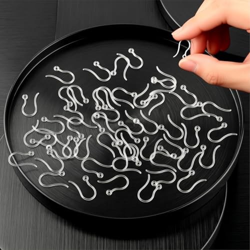 50 PCS Clear Plastic Earring Hooks, Anti Allergy Ear Wires Clear French Hook