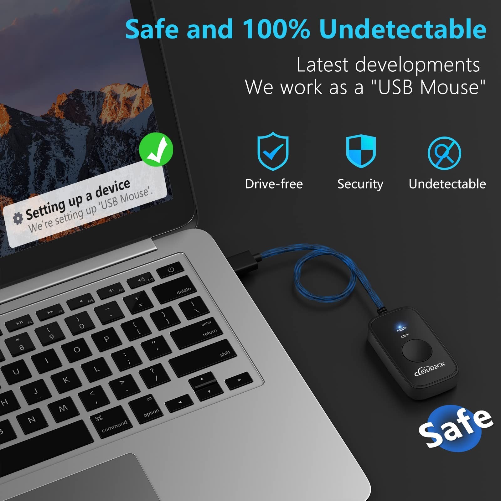 Mouse Jiggler Undetectable, USB Mover, Gaming Automatic Continuous Click Devi...