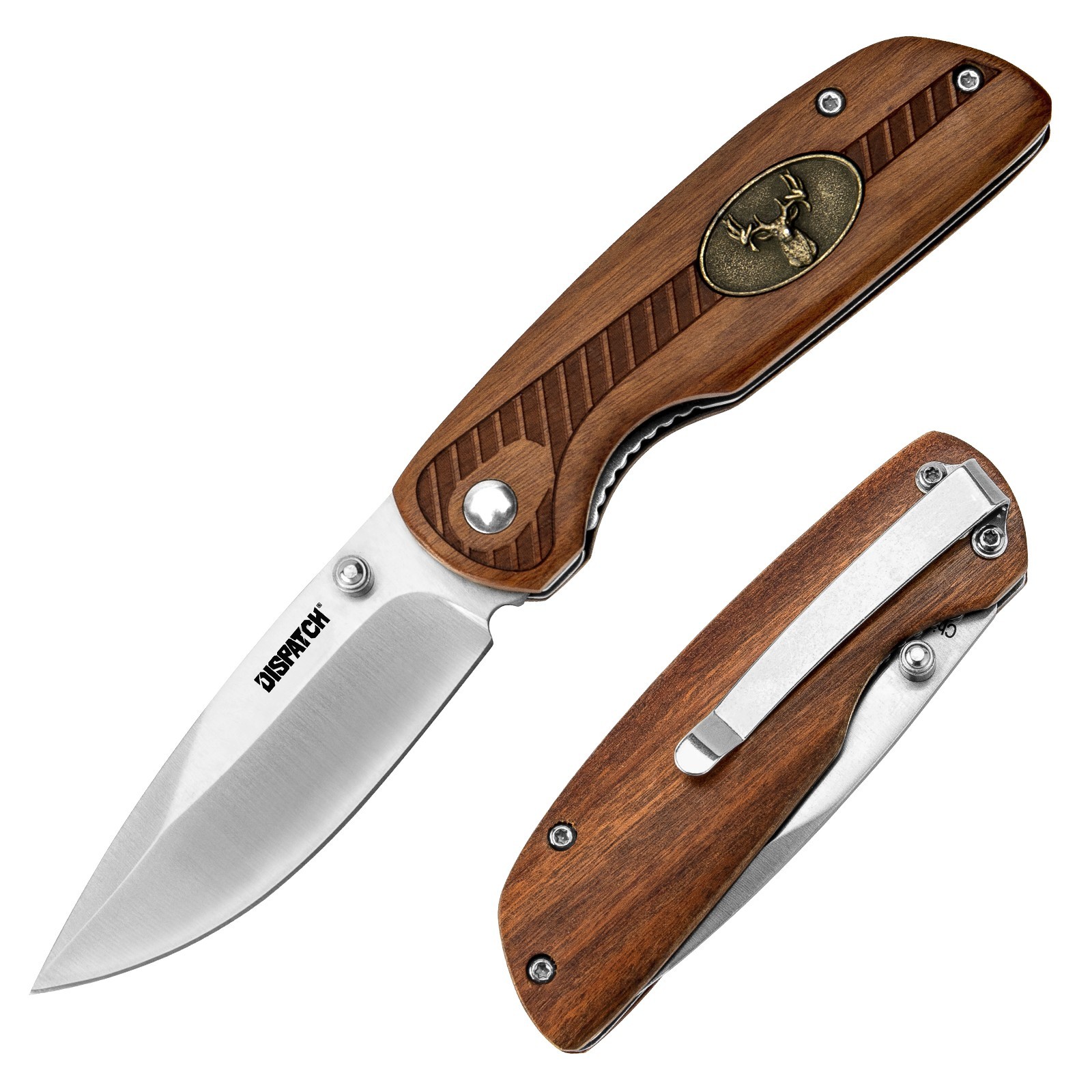 Xmas Folding Knife with Deer Wood Handle - Perfect EDC Pocket Knife