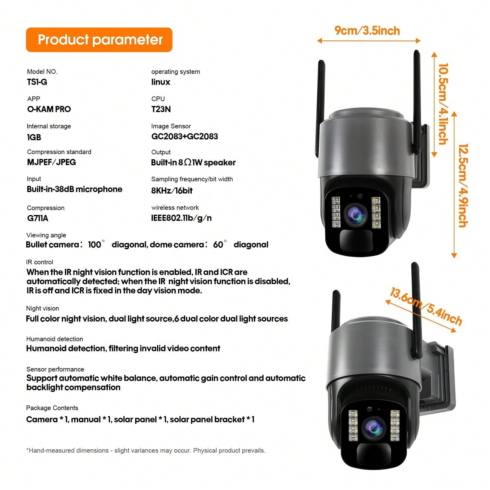 Solar Powered 1440P Wireless Security Camera PTZ 2 Way Audio Night Vision