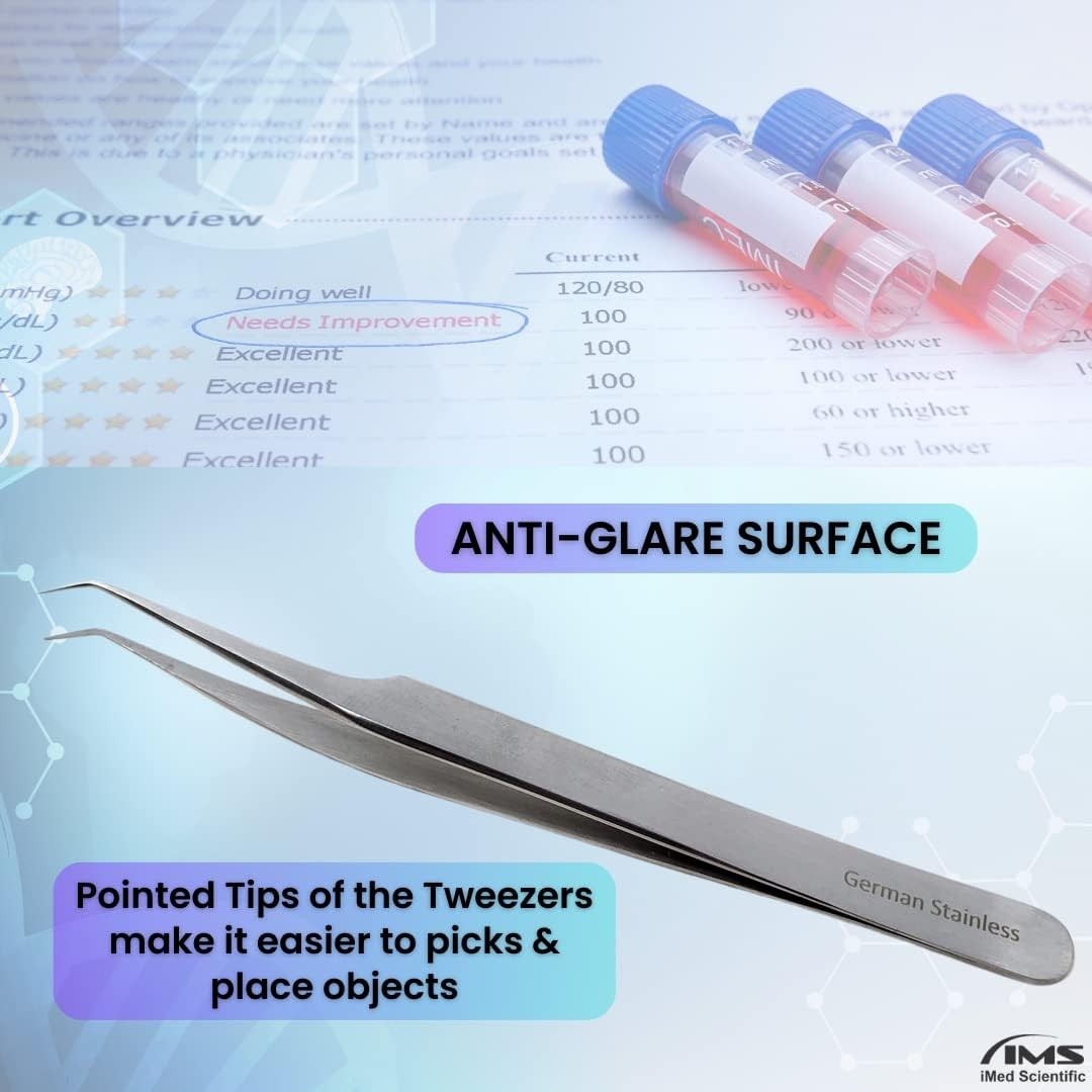 High Precision Stainless Steel Lab Tweezer/Forceps with Fine Pointed Tips 4.75"