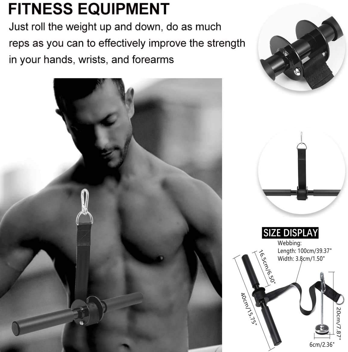 Forearm Wrist Roller Blaster Exercise Trainer Weight-Bearing Wider Nylon Stra...