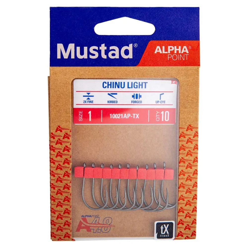 Mustad Alpha Point Chinu Light Fishing Hooks 10021AP-TX