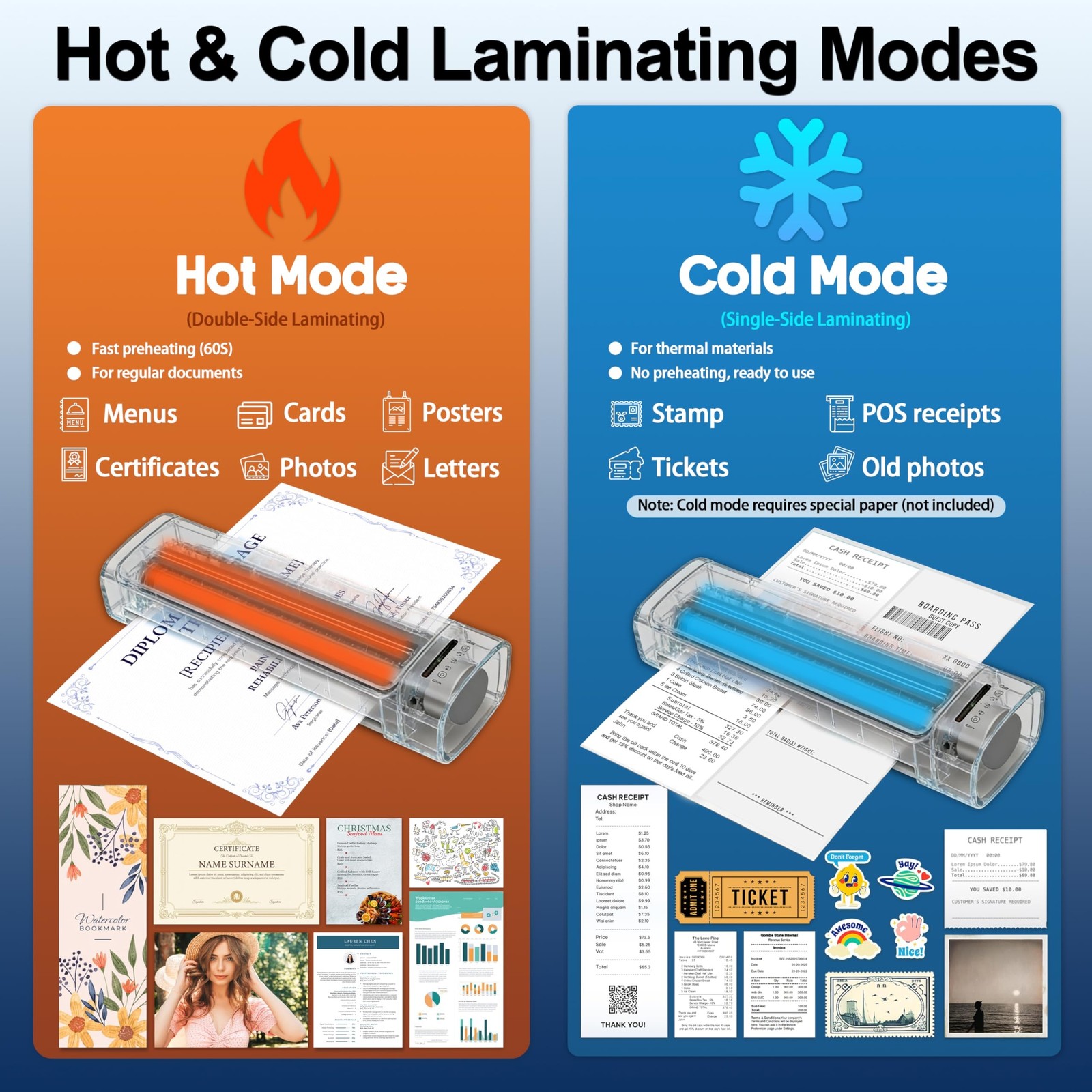 13 Inch Laminator Machine with 30 Laminating Sheets, A3 11-in-1 Hot & Cold Th...