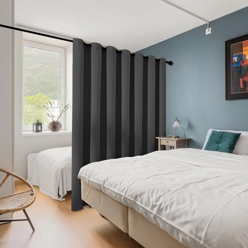 Room Divider Curtain 96 Inches Long, Wide 100"W x 96"L (Pack of 1) Dark Grey