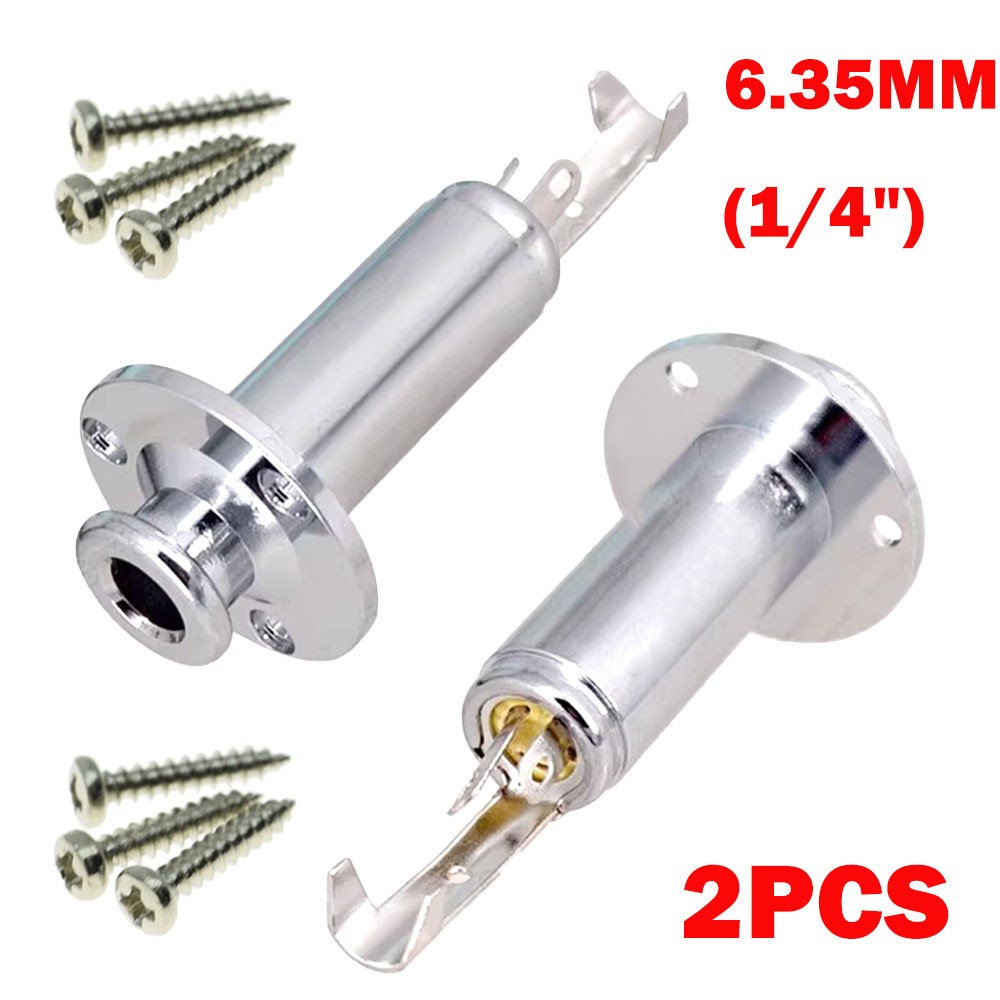 2Pc 1/4" 6.35mm For Acoustic Electric Guitar Stereo Endpin Output Jack Plug NEW