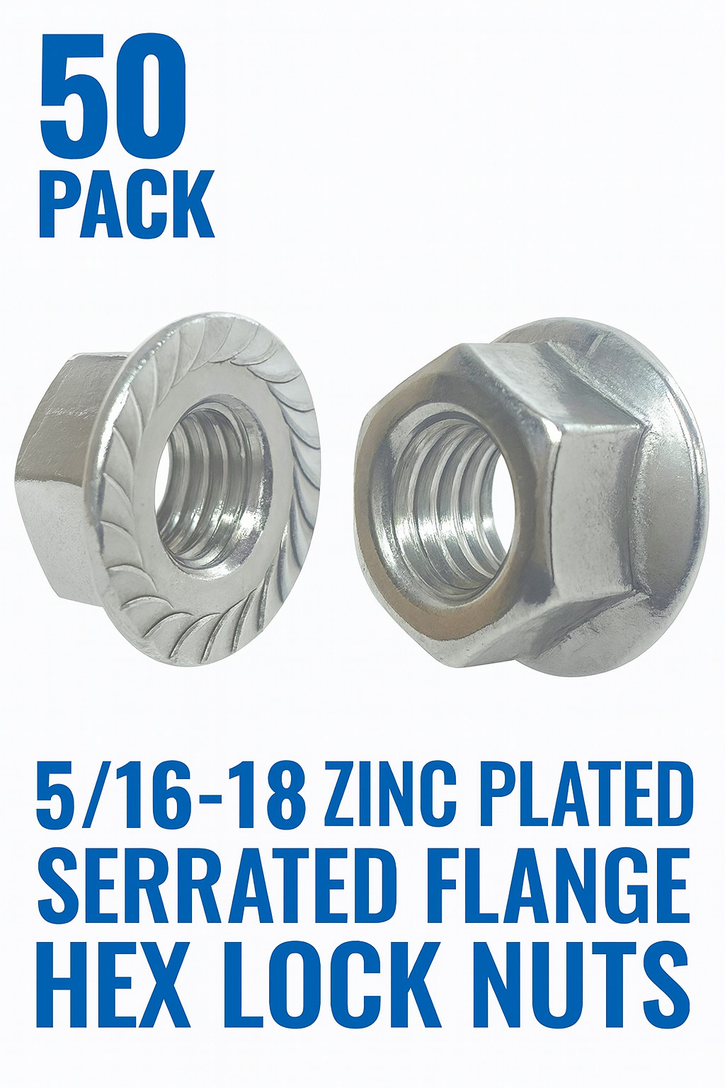 5/16-18 Serrated Flange Hex Lock Nuts (50 Pack) - BCP Fasteners