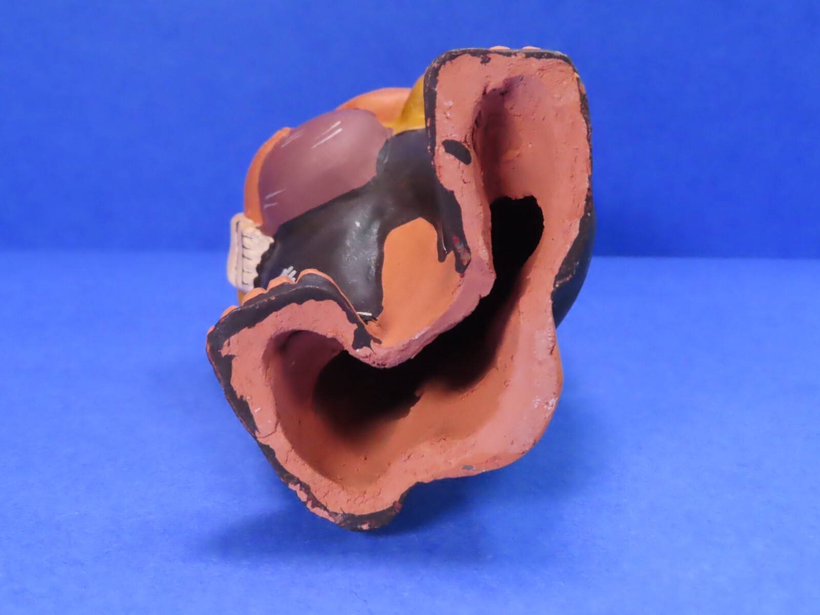 Hand Painted Vintage Peruvian Clay Figurine 6.5" Tall