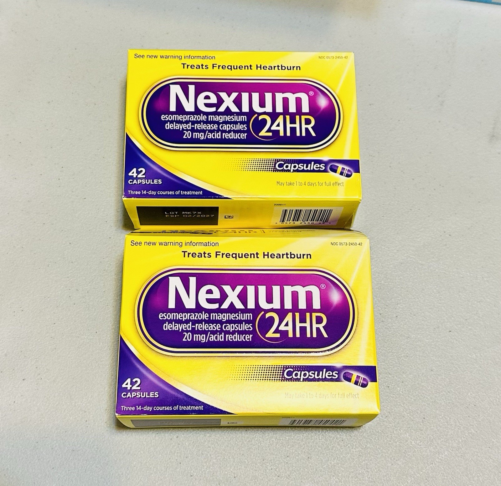 TWO - Nexium 24 HR Esomeprazole Magnesium 20mg Delayed Release 42 Ct Capsules