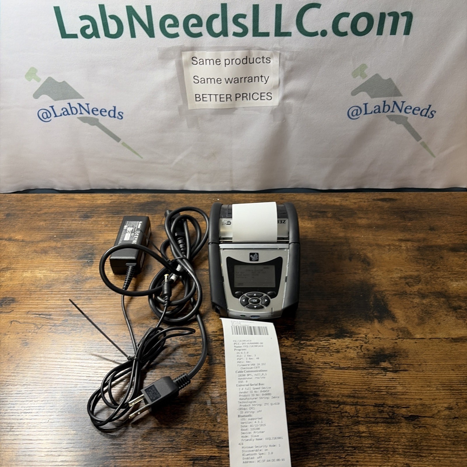 Zebra QLN320 Barcode Printer, WiFi, Bluetooth, Charger, And Battery