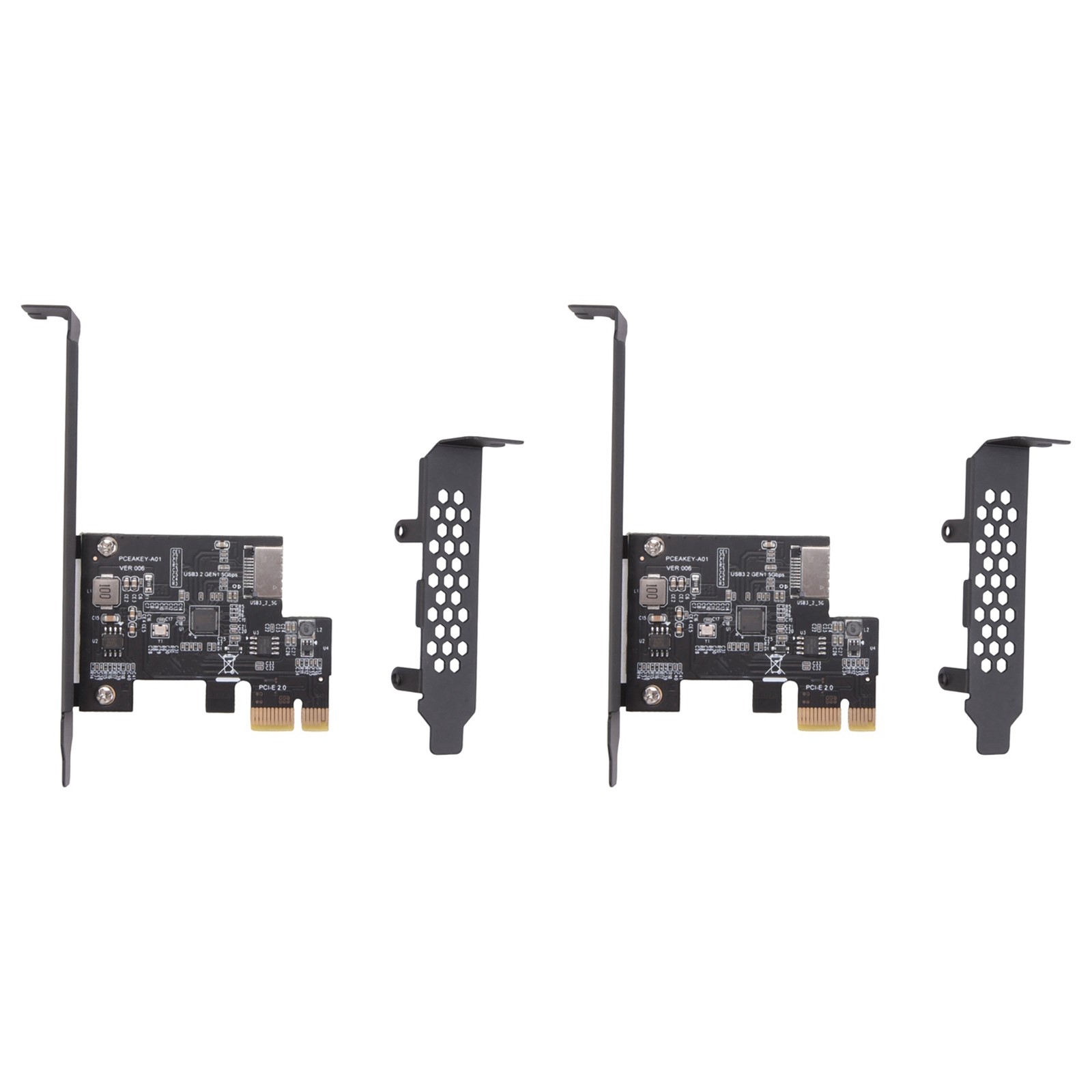 2X PCI-E 1X to USB 3.2 GEN1 5Gbps Type-E A-Key Expansion Card, Frontpan3883