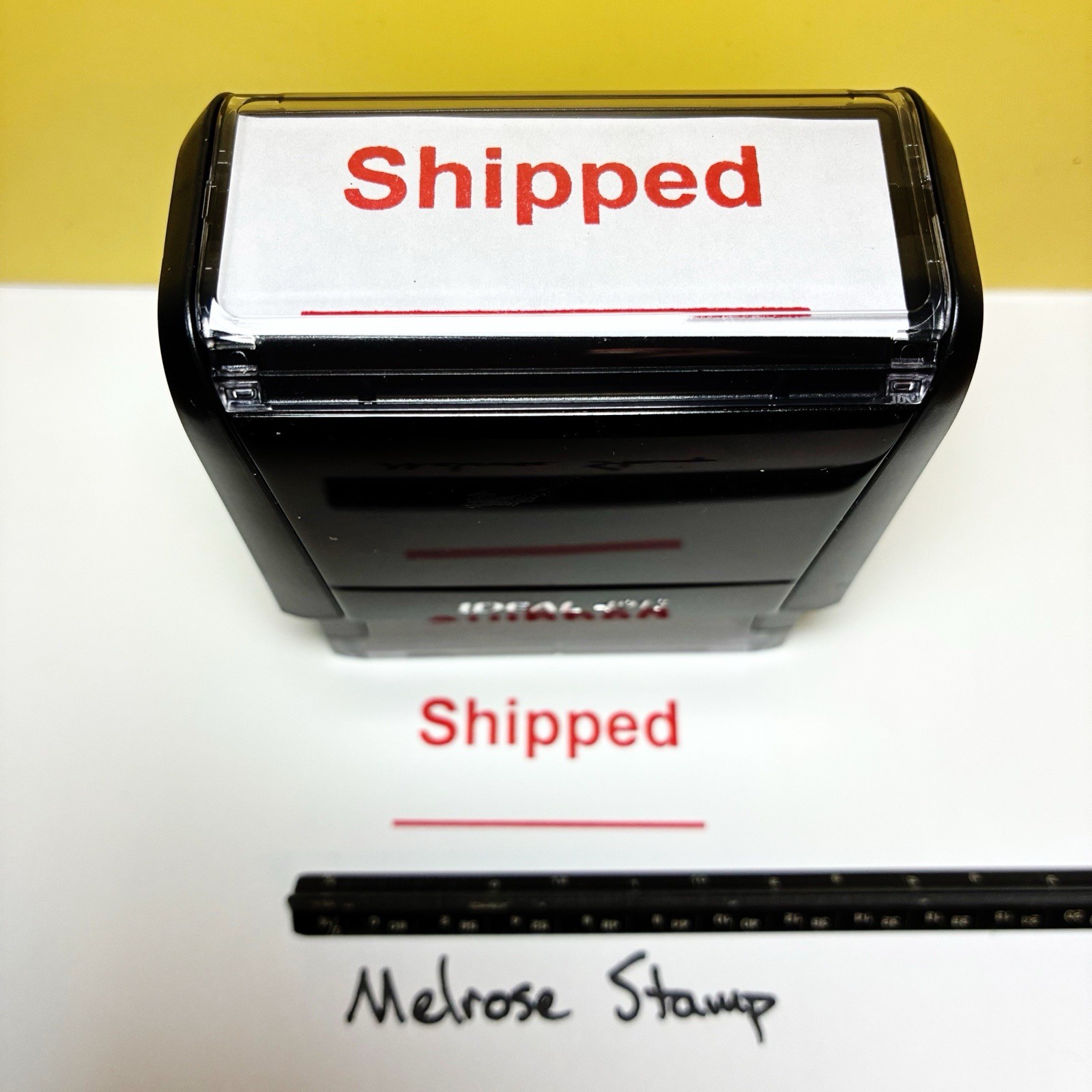 Shipped With Line Rubber Stamp Red Ink Ideal 4913