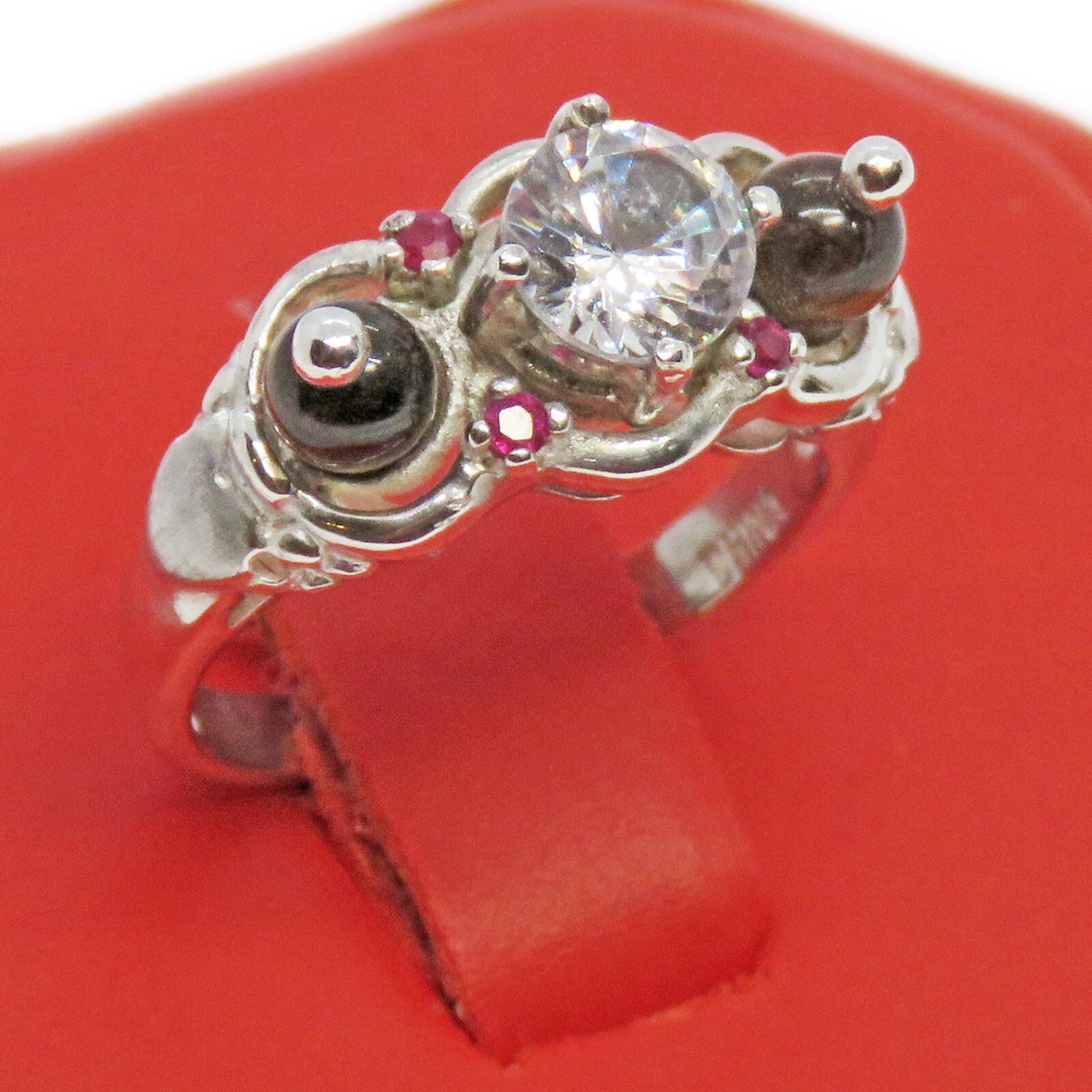Reclaimed Treasures--Sterling Silver CZ & Tiger's Eye Ring By SoniaMcD