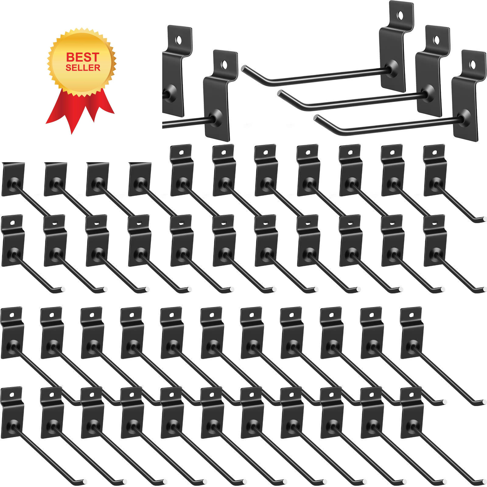 Moxweyeni 50 Packs Slatwall Hooks 4 Inch 6 Accessories Black