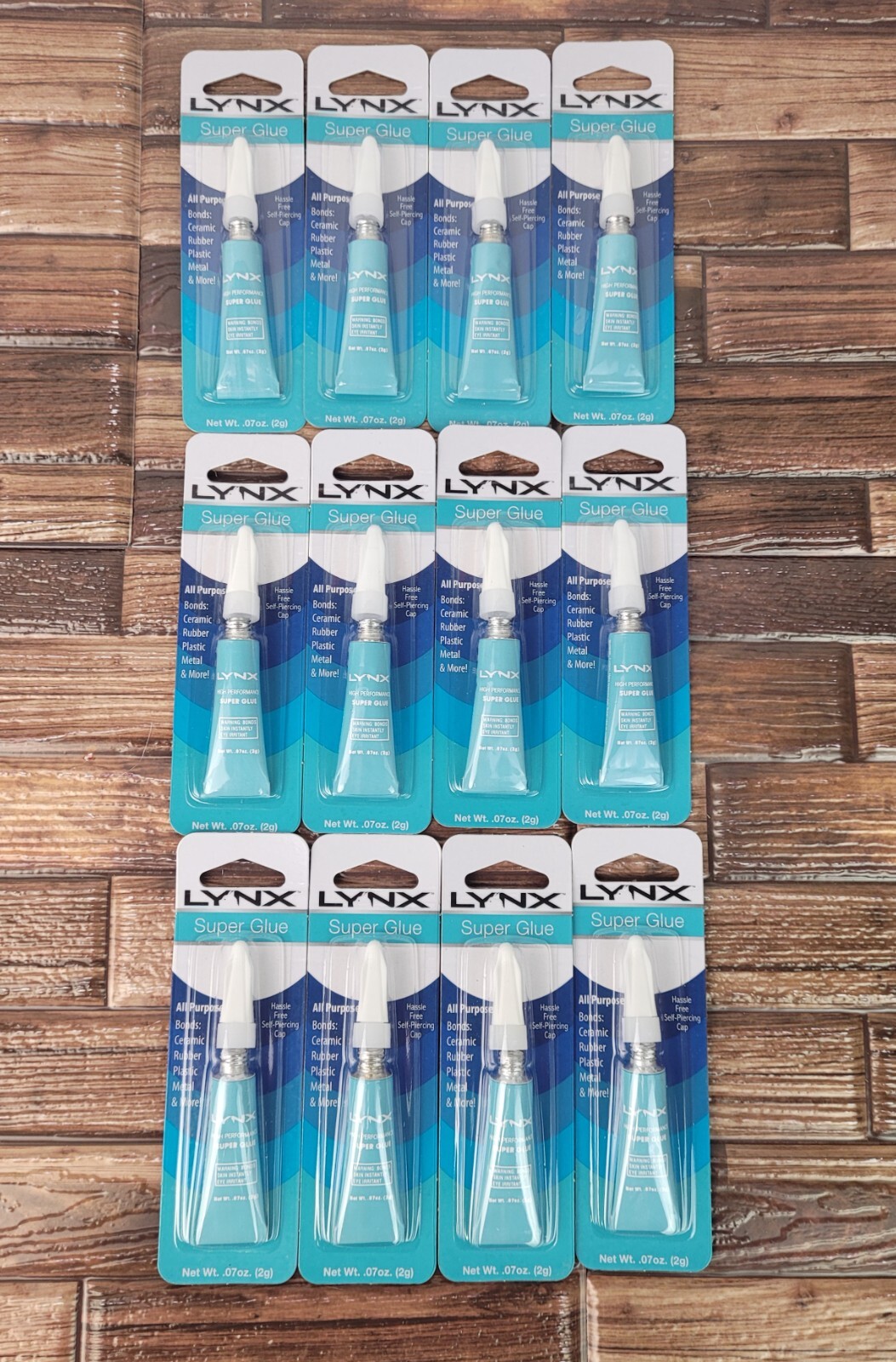 12 Super Glue, All Purpose Bonds ceramic rubber plastic metal 0.07 oz Lynx