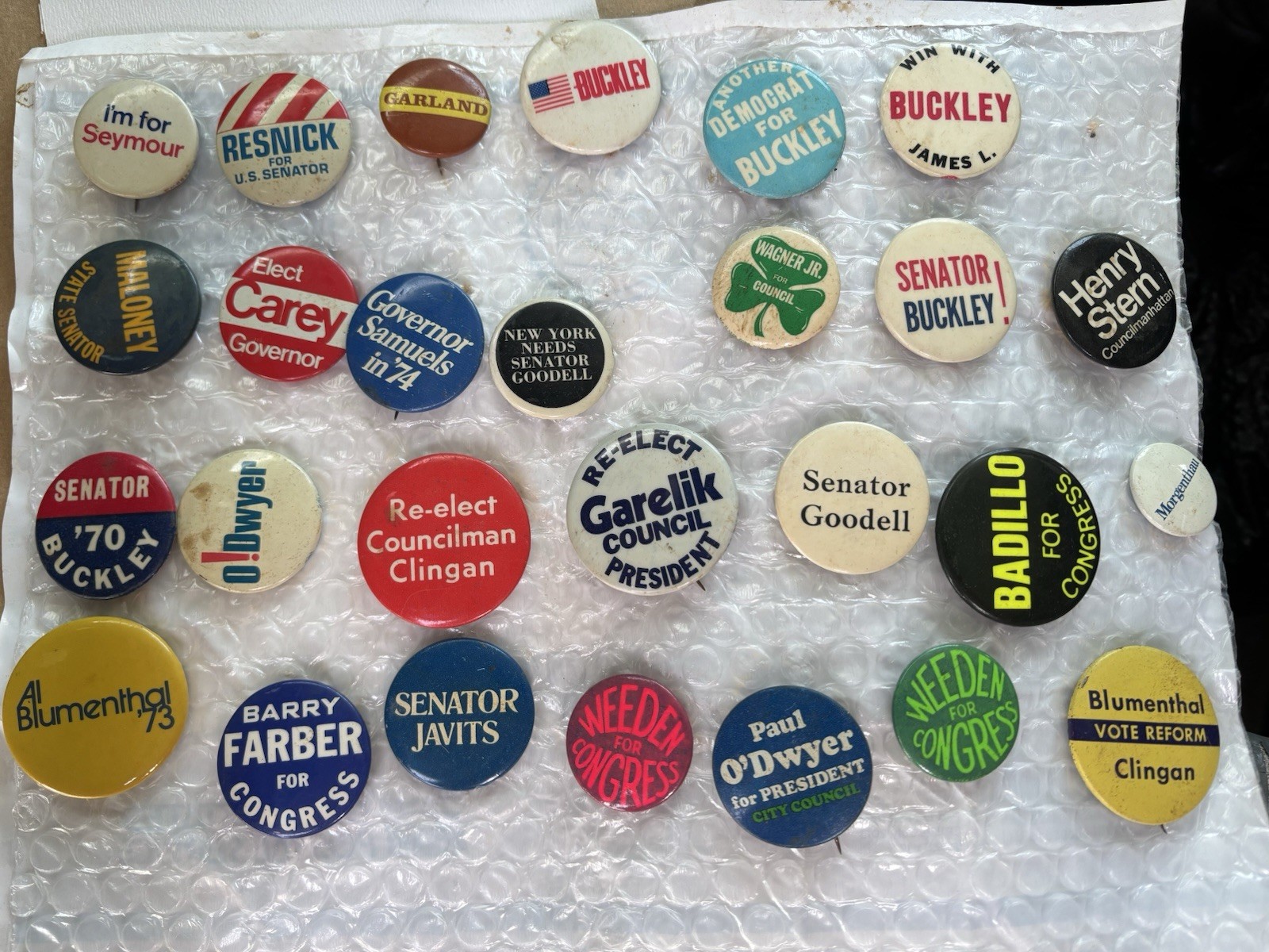 Vintage 1960s and 70’s Political Pinback Buttons Pins Lot Of 26 Most NYC