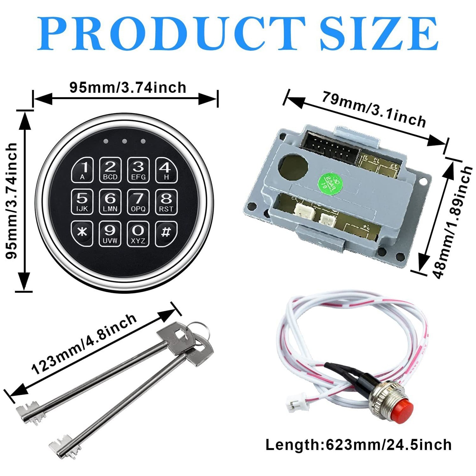 Stack-On Safe Lock Electronic Digital Safe Lock Replacement Solenoid Lock 2 Key