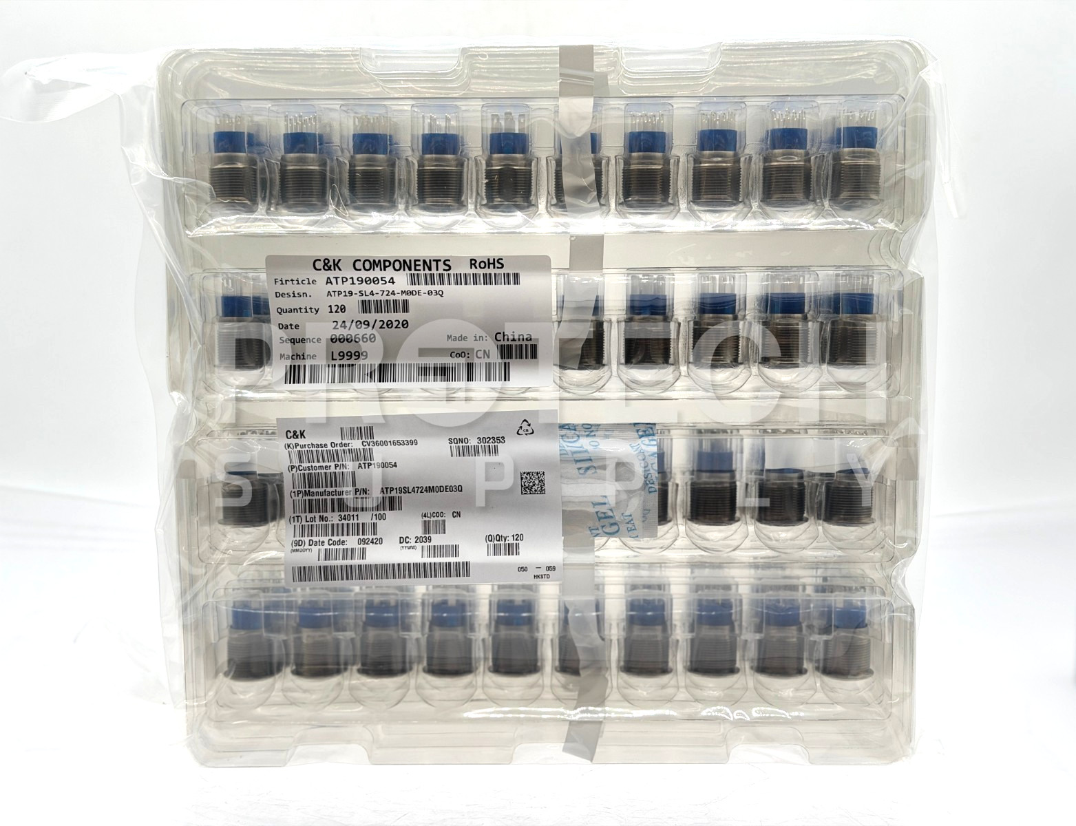(120 Pack) C&K ATP190054 Pushbutton Switch ATP19 Anti-Vandal Sealed Panel Mount