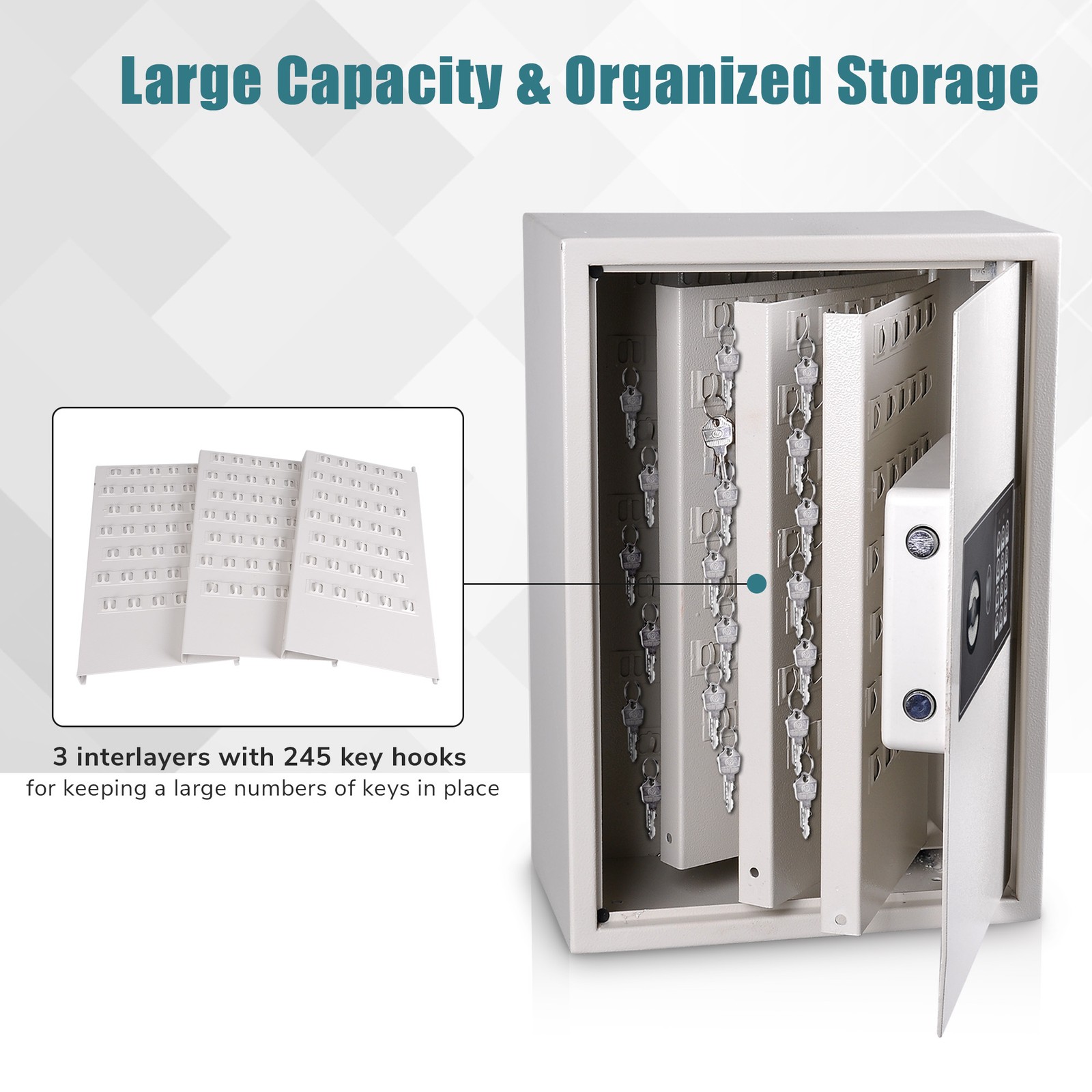 245 Hook Key Safe Security Lock Storage Box Digital Cabinet Organizer Closeout