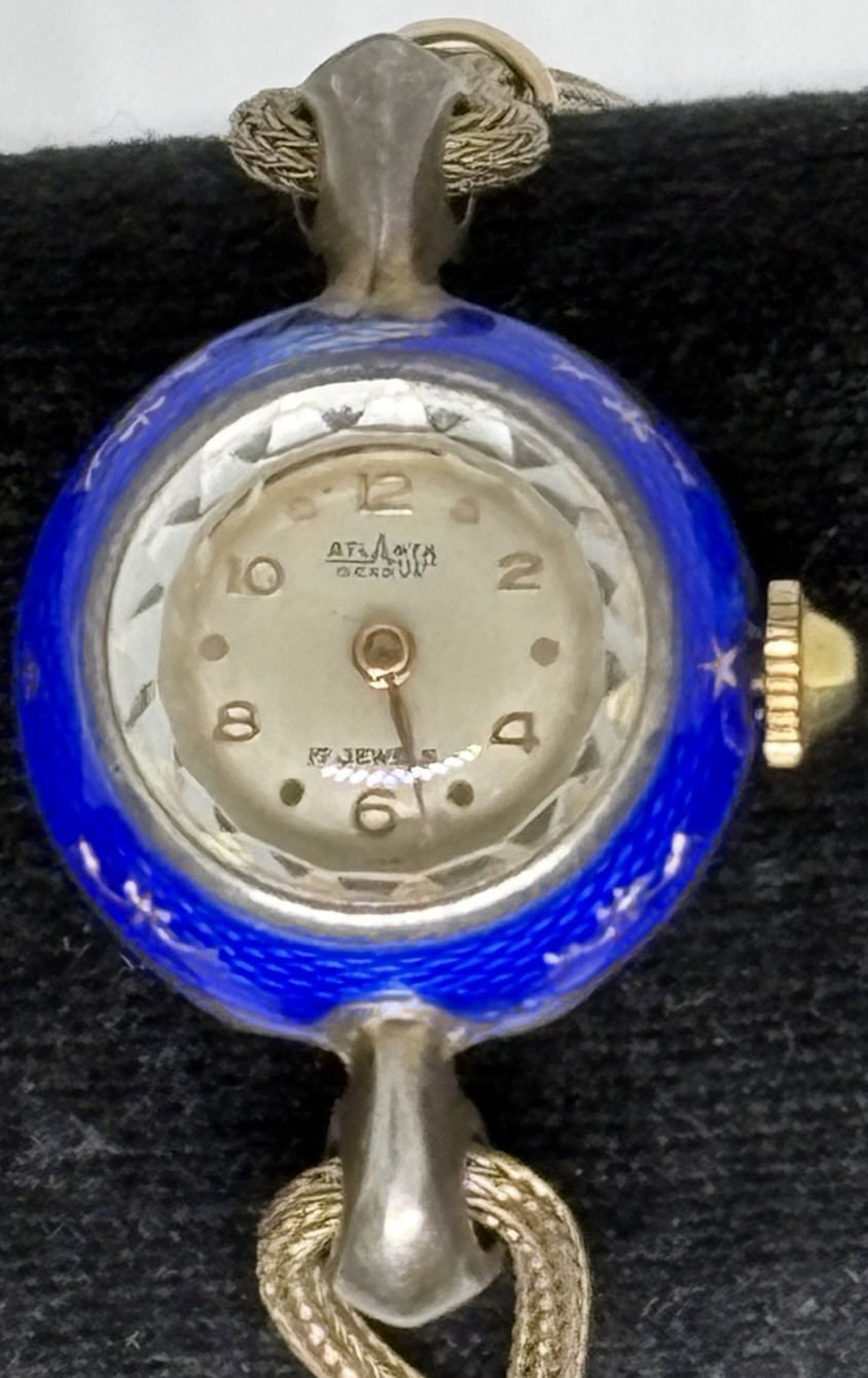 Vtg Atlanta Genève Swiss 17J Ladies Watch Blue Enamel Kreisler 1/20 12K GF Runs!