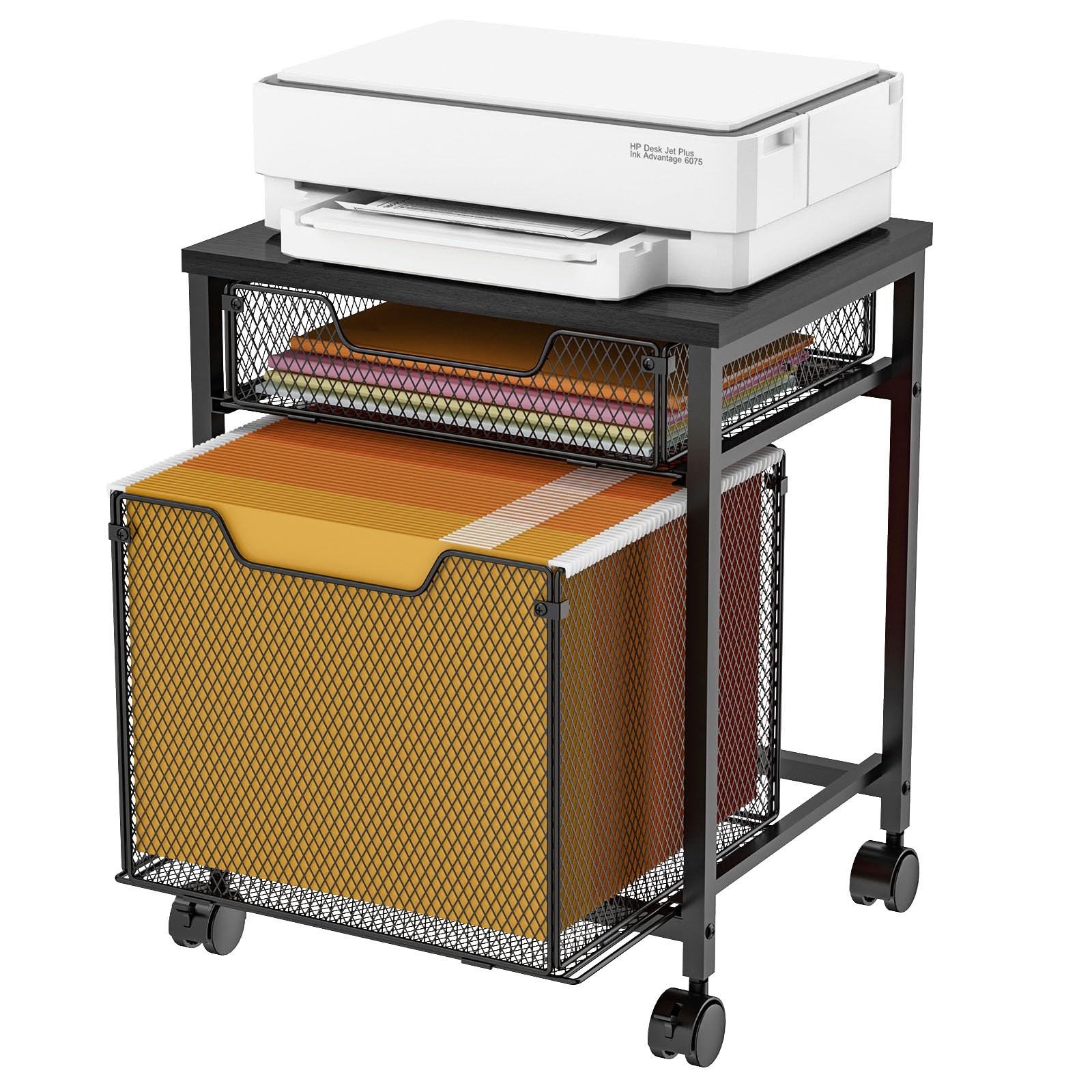 Rolling File Cabinet Cart, Printer Stand with Storage Drawer, Mobile Filing C...