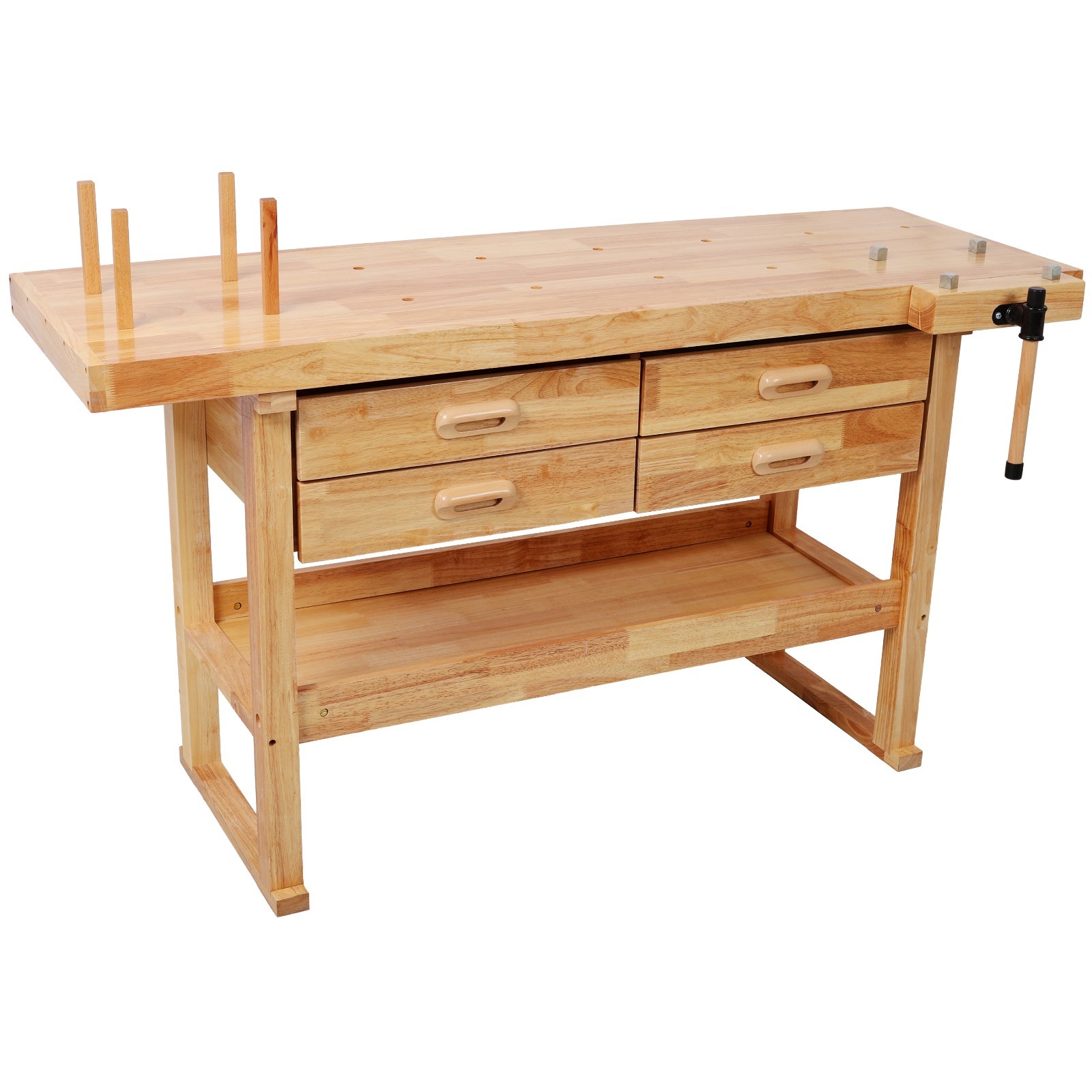 Heavy Duty 60" Rubber Hardwood Workbench 330LBS with 4 Drawers